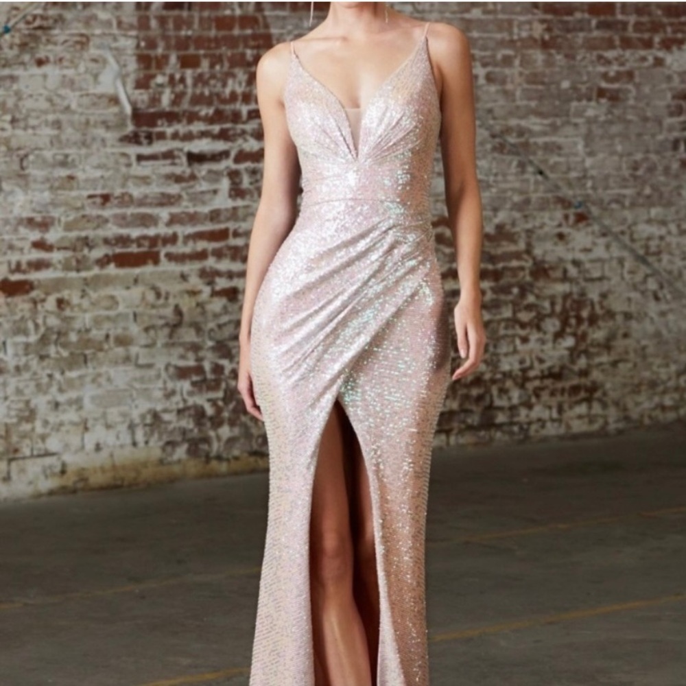 Gold/nude sequin gown